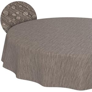 ANRO Mantel de Hule Lavable, Redondo, 140 cm, con Borde Cortado, Aspecto Textil, Beige, marrón ANRO Mantel de Hule Lavable, Redondo, 140 cm, con Borde Cortado, Aspecto Textil, Beige, marrón