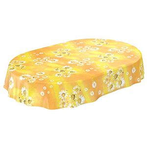 ANRO Mantel de Hule, diseño de camomila, Color Amarillo, con diseño de Sol, Ovalado, 200 x 140 cm, con Borde Cortado, 140 x 200 cm ANRO Mantel de Hule, diseño de camomila, Color Amarillo, con diseño de Sol, Ovalado, 200 x 140 cm, con Borde Cortado, 140 x 200 cm