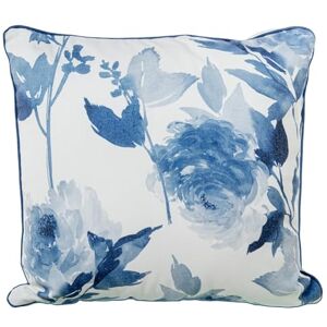 DRW Cojin Cuadrado de Poliester y algodón con Cremallera con Flores en Azul y Blanco 45x10x45 cm DRW Cojin Cuadrado de Poliester y algodón con Cremallera con Flores en Azul y Blanco 45x10x45 cm