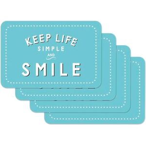Venilia Juego de Individuales - Azul claro - Keep Life Simple and Smile - Juego de individual Venilia Juego de Individuales - Azul claro - Keep Life Simple and Smile - Juego de individual
