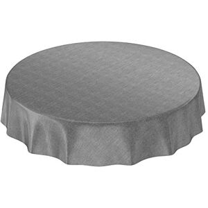ANRO Mantel de Hule, diseño de Lino, Redondo, 140 cm, Borde Cortado ANRO Mantel de Hule, diseño de Lino, Redondo, 140 cm, Borde Cortado
