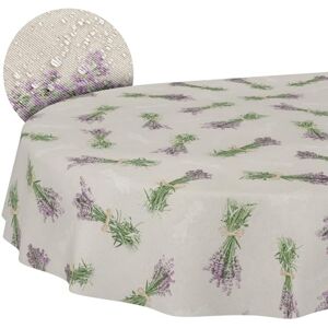 ANRO Mantel de Tela Textil Lavable, Mantel de algodón, poliéster, Lavanda, Beis, Ovalado, 180 x 140 cm, para Interior y Exterior ANRO Mantel de Tela Textil Lavable, Mantel de algodón, poliéster, Lavanda, Beis, Ovalado, 180 x 140 cm, para Interior y Exterior