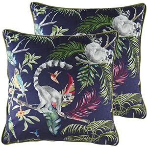 furn. Evans Lichfield Jungle Lemur Poliéster Relleno Cojines (Paquete Twin), Poliéster, Azul furn. Evans Lichfield Jungle Lemur Poliéster Relleno Cojines (Paquete Twin), Poliéster, Azul