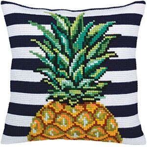 ART CdA Cojín de punto de cruz - Ananas - 40x40cm - Cojín de bordado ART CdA Cojín de punto de cruz - Ananas - 40x40cm - Cojín de bordado