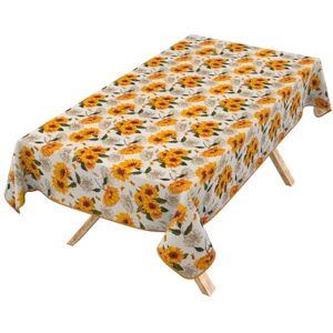 ANRO Mantel Lavable, Efecto Loto, fácil de Limpiar, de algodón y poliéster, Resistente a Las Manchas, para Exteriores, diseño de Girasol, 100 x 140 cm, con Ribete ANRO Mantel Lavable, Efecto Loto, fácil de Limpiar, de algodón y poliéster, Resistente a Las Manchas, para Exteriores, diseño de Girasol, 100 x 140 cm, con Ribete