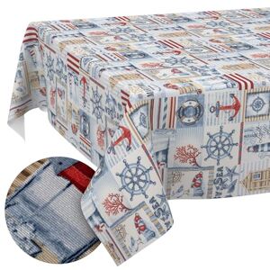 ANRO Mantel Lavable, Efecto Loto, fácil de Limpiar, de algodón y poliéster, Resistente a Las Manchas, para Exteriores, para jardín, marítimo, 160 x 140 cm ANRO Mantel Lavable, Efecto Loto, fácil de Limpiar, de algodón y poliéster, Resistente a Las Manchas, para Exteriores, para jardín, marítimo, 160 x 140 cm