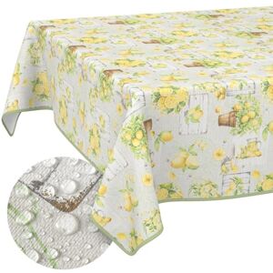 ANRO Mantel de Hule Lavable, fácil de Limpiar, Impermeable, Efecto Loto, para Exteriores, limón, para jardín, 160 x 140 cm, con Dobladillo (Ribeteado) ANRO Mantel de Hule Lavable, fácil de Limpiar, Impermeable, Efecto Loto, para Exteriores, limón, para jardín, 160 x 140 cm, con Dobladillo (Ribeteado)