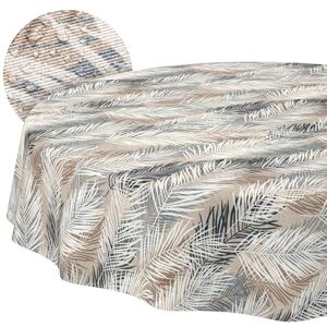 ANRO Mantel Lavable de Hojas Gris-Beis, Redondo, 120 cm, Impermeable, Interior y Exterior, Efecto Loto, Borde Cortado ANRO Mantel Lavable de Hojas Gris-Beis, Redondo, 120 cm, Impermeable, Interior y Exterior, Efecto Loto, Borde Cortado