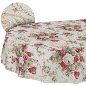 ANRO Mantel de Tela Textil Lavable, Mantel de algodón, poliéster, Rosas, Ovalado, 180 x 140 cm, para Interior y Exterior ANRO Mantel de Tela Textil Lavable, Mantel de algodón, poliéster, Rosas, Ovalado, 180 x 140 cm, para Interior y Exterior