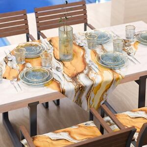 PETTI Artigiani Italiani - Mantel de centro efecto mármol amarillo moderno - Mantel de mesa decorativo PETTI Artigiani Italiani - Mantel de centro efecto mármol amarillo moderno - Mantel de mesa decorativo
