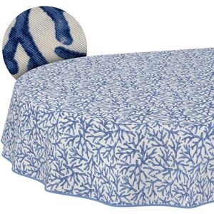 ANRO Mantel Lavable, Efecto Loto, fácil de Limpiar, de algodón y poliéster, Resistente a Las Manchas, para Exteriores, Color Coral, Azul, Ovalado, 180 x 140 cm, con Ribete ANRO Mantel Lavable, Efecto Loto, fácil de Limpiar, de algodón y poliéster, Resistente a Las Manchas, para Exteriores, Color Coral, Azul, Ovalado, 180 x 140 cm, con Ribete
