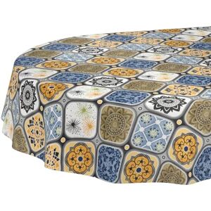 ANRO Mantel de Hule Lavable, fácil de Limpiar, Impermeable, Efecto Loto, para jardín, Ovalado, 180 x 140 cm, Borde de Corte ANRO Mantel de Hule Lavable, fácil de Limpiar, Impermeable, Efecto Loto, para jardín, Ovalado, 180 x 140 cm, Borde de Corte