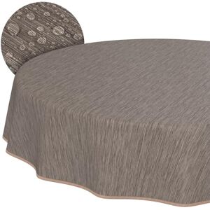 ANRO Mantel de Hule, Lavable, Redondo, con Dobladillo, Aspecto Textil, Color Beige, marrón, Mantel de jardín ANRO Mantel de Hule, Lavable, Redondo, con Dobladillo, Aspecto Textil, Color Beige, marrón, Mantel de jardín