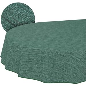 ANRO Mantel de Hule Lavable, para jardín, Aspecto de Lino, Cuidado fácil, Impermeable, 240 x 140 cm (Ovalado), Color Verde con Dobladillo ANRO Mantel de Hule Lavable, para jardín, Aspecto de Lino, Cuidado fácil, Impermeable, 240 x 140 cm (Ovalado), Color Verde con Dobladillo