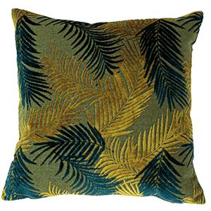 Paoletti Cojín Relleno de poliéster Palm Grove, Dorado/Verde Azulado, 50 x 50cm Paoletti Cojín Relleno de poliéster Palm Grove, Dorado/Verde Azulado, 50 x 50cm