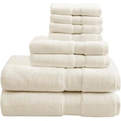 Madison Park Signature Juego de 8 Toallas de baño (8 Piezas, 800 g/m², 100% algodón), Color Crema Madison Park Signature Juego de 8 Toallas de baño (8 Piezas, 800 g/m², 100% algodón), Color Crema