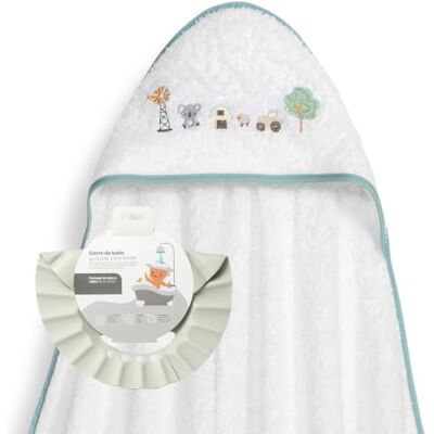 Interbaby Capa de Baño Bebé + Gorro, Granja Koala, Blanco/Verde Toalla con Capucha 100x100 cm 100% Algodón y Gorro de Baño Ajustable que protege ojos y oídos Regalo Recién Nacido Interbaby Capa de Baño Bebé + Gorro, Granja Koala, Blanco/Verde Toalla con Capucha 100x100 cm 100% Algodón y Gorro de Baño Ajustable que protege ojos y oídos Regalo Recién Nacido