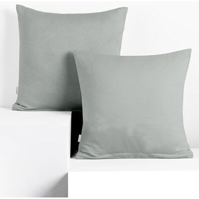 DecoKing Juego de 2 Fundas de Almohada 50 x 50 * 2 Jersey 100% algodón Peinado Cremallera Acero DecoKing Juego de 2 Fundas de Almohada 50 x 50 * 2 Jersey 100% algodón Peinado Cremallera Acero