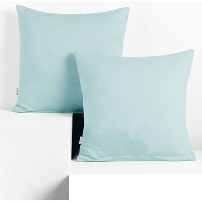DecoKing Juego de 2 Fundas de Almohada 50 x 50 * 2 Jersey 100% algodón Peinado Cremallera Azul Claro DecoKing Juego de 2 Fundas de Almohada 50 x 50 * 2 Jersey 100% algodón Peinado Cremallera Azul Claro