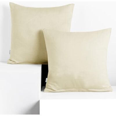 DecoKing Juego de 2 Fundas de Almohada 50 x 50 * 2 Jersey 100% algodón Peinado Cremallera Beige DecoKing Juego de 2 Fundas de Almohada 50 x 50 * 2 Jersey 100% algodón Peinado Cremallera Beige