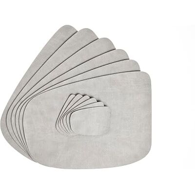 DAG Style Set 6 Manteles Individuales Forma de Gota + 6 Posavasos, Línea Juta Light Blanco Ostra, 30 x 40 cm, PVC Antibacteriano con Efecto Yute, Antimanchas, Made in Italy DAG Style Set 6 Manteles Individuales Forma de Gota + 6 Posavasos, Línea Juta Light Blanco Ostra, 30 x 40 cm, PVC Antibacteriano con Efecto Yute, Antimanchas, Made in Italy
