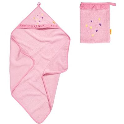 Playshoes Juego de toalla con capucha y manopla para bebé, toalla con capucha de algodón, absorbente y suave Playshoes Juego de toalla con capucha y manopla para bebé, toalla con capucha de algodón, absorbente y suave