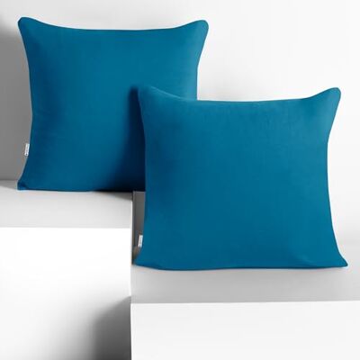 DecoKing Juego de 2 Fundas de Almohada 50 x 50 * 2 Jersey 100% algodón Peinado Cremallera Azul DecoKing Juego de 2 Fundas de Almohada 50 x 50 * 2 Jersey 100% algodón Peinado Cremallera Azul