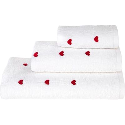 Sono a casa Juego de 3 toallas de baño con corazones bordados 100% algodón extra suave y absorbente Toalla de baño de 70 x 140 cm + toalla de cara de 50 x 100 cm + toalla de invitados de 40 x 50 Sono a casa Juego de 3 toallas de baño con corazones bordados 100% algodón extra suave y absorbente Toalla de baño de 70 x 140 cm + toalla de cara de 50 x 100 cm + toalla de invitados de 40 x 50