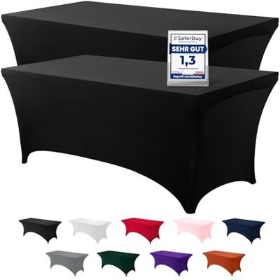 Utopia Kitchen 2 Paquete de Manteles Rectangulares de Poliéster (6 pies 183 cm) Elásticos de Spandex, Cubre Mesas para Bodas, Bares, Artesanías, Exposiciones (Negro) Utopia Kitchen 2 Paquete de Manteles Rectangulares de Poliéster (6 pies 183 cm) Elásticos de Spandex, Cubre Mesas para Bodas, Bares, Artesanías, Exposiciones (Negro)