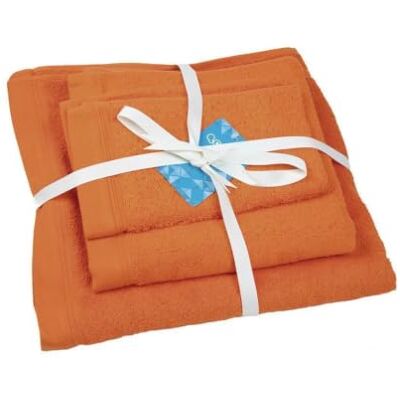 Cofan JUEGO DE 3 TOALLAS NARANJA 580 G/M2 GAMA AMANECER 30X50 50X100 70X140 CM Cofan JUEGO DE 3 TOALLAS NARANJA 580 G/M2 GAMA AMANECER 30X50 50X100 70X140 CM