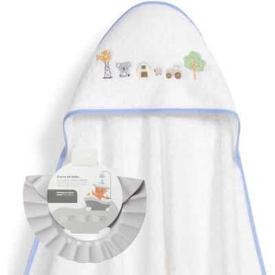 Interbaby Capa de Baño Bebé + Gorro, Granja Koala, Blanco/Azul Toalla con Capucha 100x100 cm 100% Algodón y Gorro de Baño Ajustable que protege ojos y oídos Regalo Recién Nacido Interbaby Capa de Baño Bebé + Gorro, Granja Koala, Blanco/Azul Toalla con Capucha 100x100 cm 100% Algodón y Gorro de Baño Ajustable que protege ojos y oídos Regalo Recién Nacido
