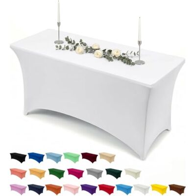 Utopia Kitchen 1 Paquete de Mantel Rectangular de Poliéster (4 pies 122 cm) Elástico de Spandex, Cubre Mesa para Bodas, Bares, Artesanías, Exposiciones (Blanco) Utopia Kitchen 1 Paquete de Mantel Rectangular de Poliéster (4 pies 122 cm) Elástico de Spandex, Cubre Mesa para Bodas, Bares, Artesanías, Exposiciones (Blanco)