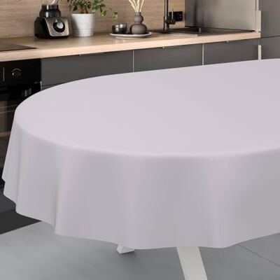 ANRO Mantel de Hule Lavable, para jardín, Exterior e Interior, Ovalado, 200 x 140 cm, Borde Cortado, Color Gris ANRO Mantel de Hule Lavable, para jardín, Exterior e Interior, Ovalado, 200 x 140 cm, Borde Cortado, Color Gris
