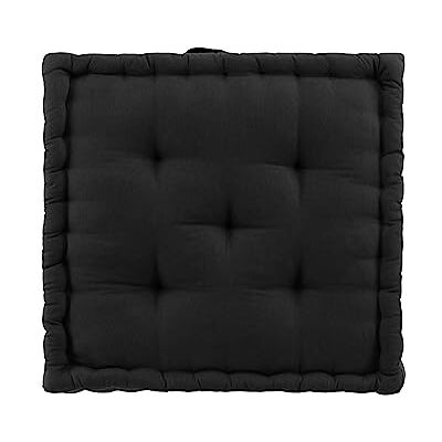 Douceur d'Intérieur Twily Cojín para Suelo, 50 x 50 x 10 cm, Negro, algodón y poliéster Reciclado Douceur d'Intérieur Twily Cojín para Suelo, 50 x 50 x 10 cm, Negro, algodón y poliéster Reciclado