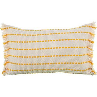 DRW Cojin Rectangular de algodón con Cremallera en Crema y Amarillo 50x10x30 cm DRW Cojin Rectangular de algodón con Cremallera en Crema y Amarillo 50x10x30 cm