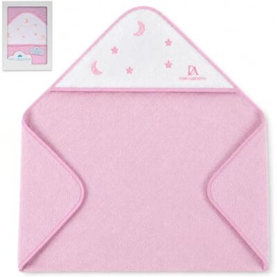 Interbaby Don Algodon Toalla Bebé Capucha, Estrellas Luna, Rosa Capa de baño 100x100 cm en rizo absorbente y supersuave para recién nacido, niña o niño; regalo original de nacimiento Interbaby Don Algodon Toalla Bebé Capucha, Estrellas Luna, Rosa Capa de baño 100x100 cm en rizo absorbente y supersuave para recién nacido, niña o niño; regalo original de nacimiento