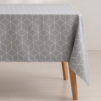 GAMUSI - Mantel antimanchas jacquard geométrico gris 140x180 cm GAMUSI - Mantel antimanchas jacquard geométrico gris 140x180 cm