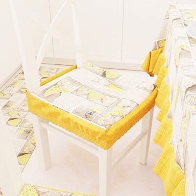 PETTI ARTIGIANI ITALIANI Cojines para Silla de Cocina con elástico de 2 Piezas, Fundas de cojín para Silla de algodón con elástico 40 x 40 cm Juego de 2 diseños Lidia Amarillo 100% Made in Italy PETTI ARTIGIANI ITALIANI Cojines para Silla de Cocina con elástico de 2 Piezas, Fundas de cojín para Silla de algodón con elástico 40 x 40 cm Juego de 2 diseños Lidia Amarillo 100% Made in Italy