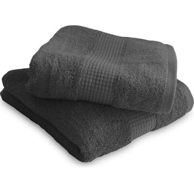 Le linge de Jules Juego de 2 Toallas de baño, 50 x 90 cm, 100% algodón, 450 g/m2, Color Gris Le linge de Jules Juego de 2 Toallas de baño, 50 x 90 cm, 100% algodón, 450 g/m2, Color Gris