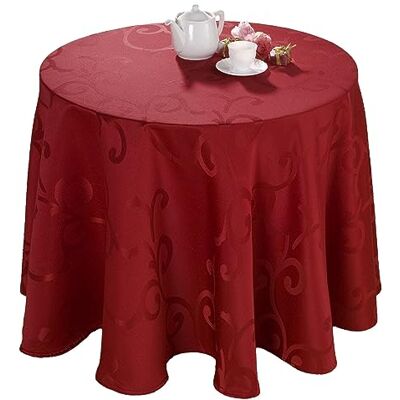 CALITEX Mantel Damasco Revestido Madigan Cereza Redondo 170 CALITEX Mantel Damasco Revestido Madigan Cereza Redondo 170