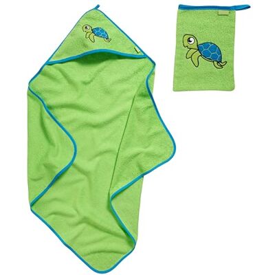 Playshoes Juego de toalla con capucha y manopla para bebé, toalla con capucha de algodón, absorbente y suave Playshoes Juego de toalla con capucha y manopla para bebé, toalla con capucha de algodón, absorbente y suave