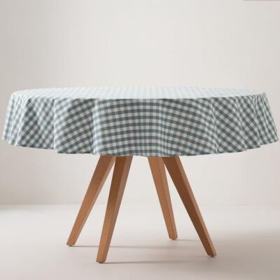GAMUSI - Mantel antimanchas redondo Vichy agua marina 160 cm - Vichy - Algodón/Poliéster 70/30 - Tablecloth GAMUSI - Mantel antimanchas redondo Vichy agua marina 160 cm - Vichy - Algodón/Poliéster 70/30 - Tablecloth