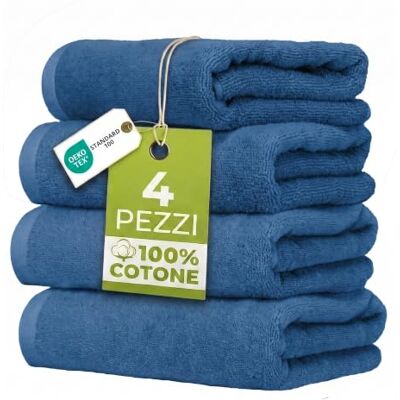 Ruggeri Set 4 Toallas Tocador 40x50 cm Algodón, Azul 500 g/m² tejido Dobby 4 Toallas Tocador 40x50 cm lavable a máquina 100% Algodón; Ruggeri Set 4 Toallas Tocador 40x50 cm Algodón, Azul 500 g/m² tejido Dobby 4 Toallas Tocador 40x50 cm lavable a máquina 100% Algodón;