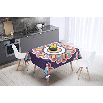 Bonamaison Mantel de Mesa antimoho, Secado rápido, Resistente a Las Manchas, Lavable a máquina, 100% poliéster, 145 x 145 cm, diseñado y Fabricado en Turquía Bonamaison Mantel de Mesa antimoho, Secado rápido, Resistente a Las Manchas, Lavable a máquina, 100% poliéster, 145 x 145 cm, diseñado y Fabricado en Turquía