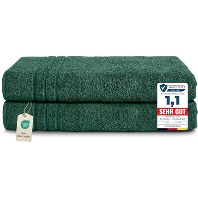 KOMFORTEC Verde oscuro 2 toallas 80x200cm 100% algodón - Secado rápido KOMFORTEC Verde oscuro 2 toallas 80x200cm 100% algodón - Secado rápido