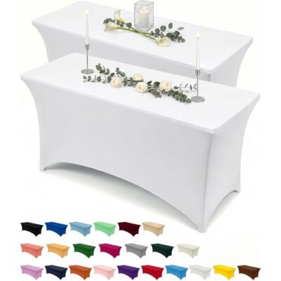 Utopia Kitchen 2 Paquete de Manteles Rectangulares de Poliéster (8 pies 244 cm) Elásticos de Spandex, Cubre Mesas para Bodas, Bares, Artesanías, Exposiciones (Blanco) Utopia Kitchen 2 Paquete de Manteles Rectangulares de Poliéster (8 pies 244 cm) Elásticos de Spandex, Cubre Mesas para Bodas, Bares, Artesanías, Exposiciones (Blanco)