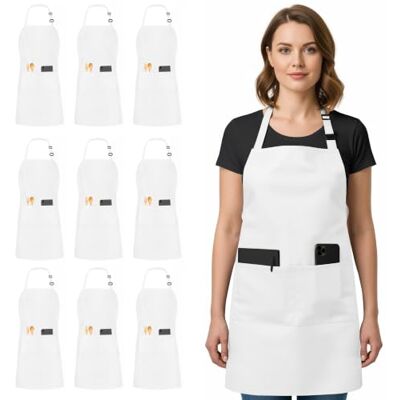 Utopia Kitchen Delantal unisex ajustable con babero (paquete de 2) Utopia Kitchen Delantal unisex ajustable con babero (paquete de 2)