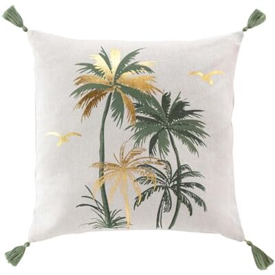 Douceur d'Intérieur Papeete cojín con Funda extraíble (45 x 45 cm) Salvia, polialgodón Estampado Metalizado Douceur d'Intérieur Papeete cojín con Funda extraíble (45 x 45 cm) Salvia, polialgodón Estampado Metalizado