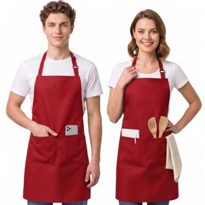 Utopia Kitchen Delantales Ajustables Bib Pocket Apron Unisex adulto (Pack de 2) Utopia Kitchen Delantales Ajustables Bib Pocket Apron Unisex adulto (Pack de 2)