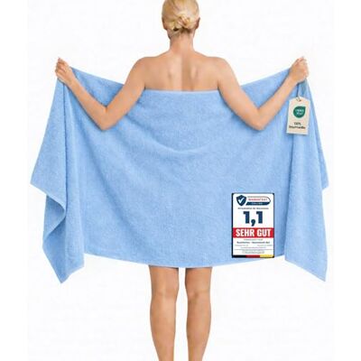 Komfortec Toalla de baño 100 x 200 cm de algodón 100%, Toalla de Sauna XXL, Toalla de Ducha Grande, Suave y Absorbente, Color Azul Claro Komfortec Toalla de baño 100 x 200 cm de algodón 100%, Toalla de Sauna XXL, Toalla de Ducha Grande, Suave y Absorbente, Color Azul Claro